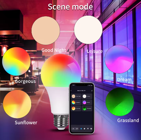 Bluetooth E27 LED Bulb RGB Smart Light Bulb 15W RGBW